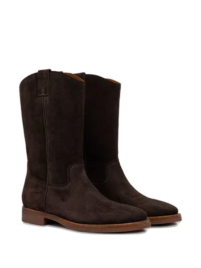 拼接绒面皮短靴