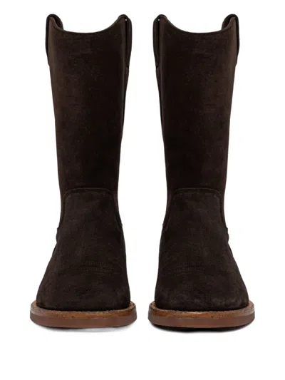 拼接绒面皮短靴