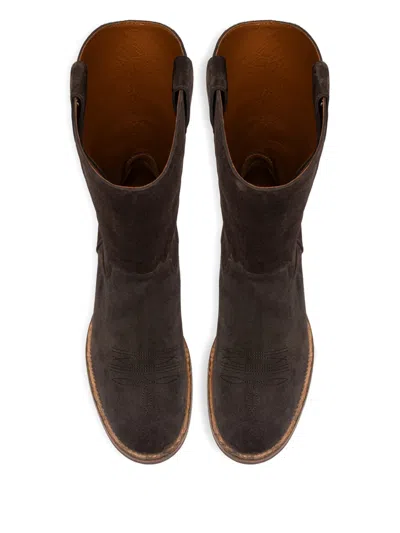 拼接绒面皮短靴