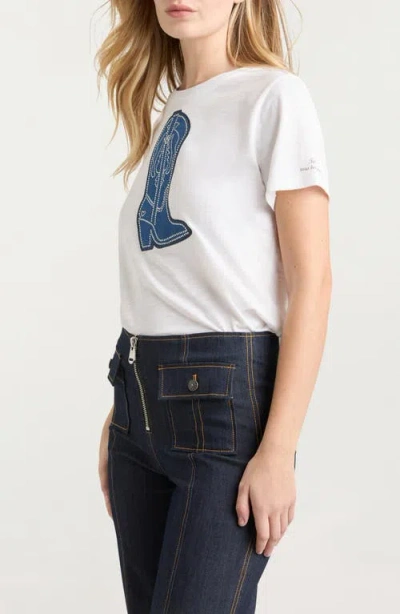 Cinq À Sept Silver Studs Denim Boot T-shirt In Neutral