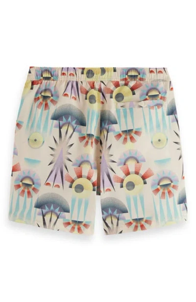 Scotch & Soda Print Mid Length Swim Trunks
