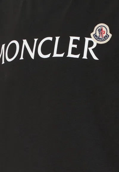 Moncler Cotton Jersey T-shirt With Logo Print Kids In Blue