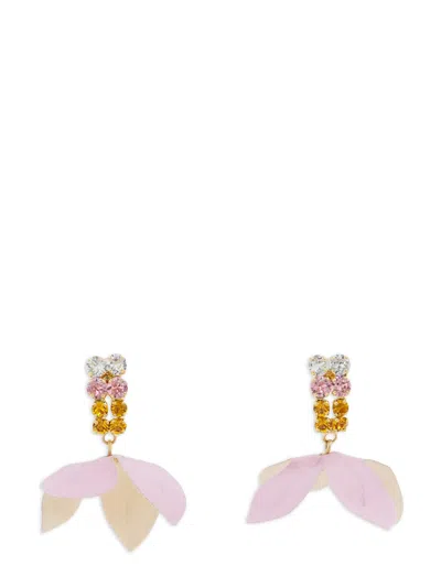 Marni Rhinestone Flower-pendant Earrings In Multi