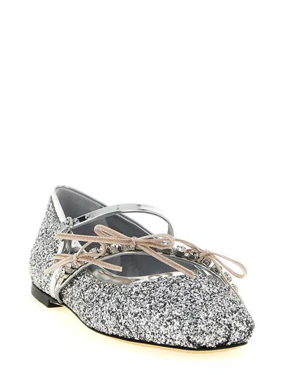 Jimmy Choo Silver Slip On Ballet Flats In Silver