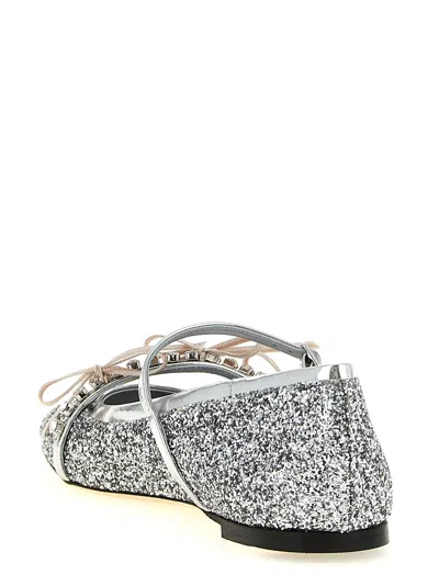 Jimmy Choo Silver Slip On Ballet Flats In Silver