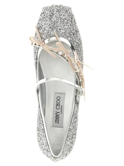 Jimmy Choo Silver Slip On Ballet Flats In Silver