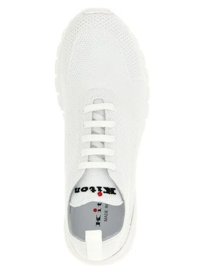 Kiton Knit Upper Sneakers Featuring Pull Tab In White