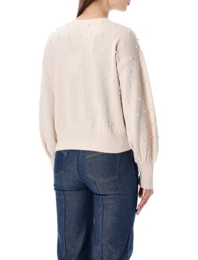 Zimmermann Pearl-embellished Balloon-sleeve Cardigan In Neutral