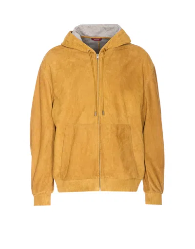 Gucci Long Sleeve Bomber Jacket Hooded In Yellow