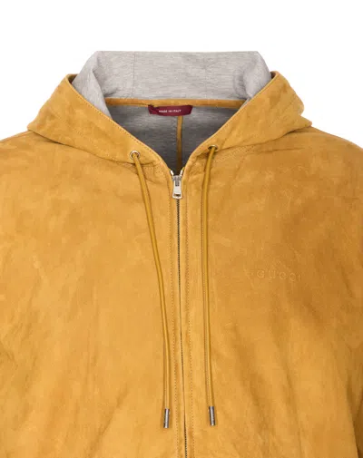 Gucci Long Sleeve Bomber Jacket Hooded In Yellow