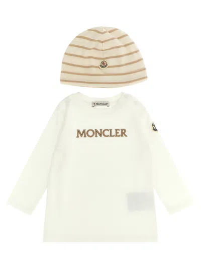 Moncler Baby Set T-shirt + Leggings + Cap In Neutral
