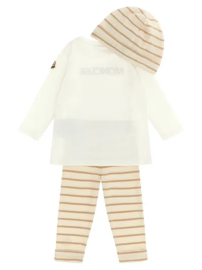 Moncler Baby Set T-shirt + Leggings + Cap In Neutral