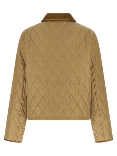 Burberry Cropped Quilted Nylon Jacket In Brown
