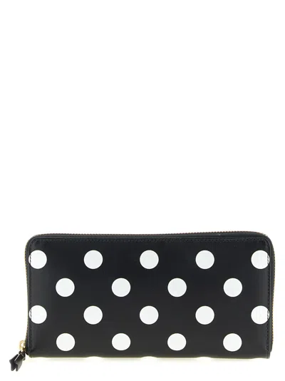 Comme Des Garçons Polka Dots Printed Wallet In Black