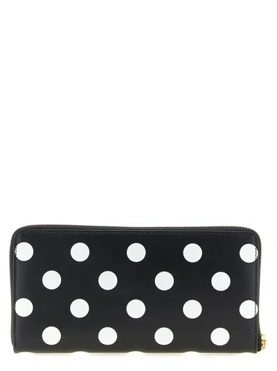 Comme Des Garçons Polka Dots Printed Wallet In Black