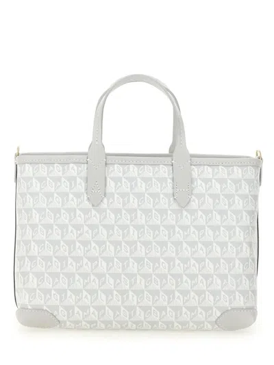 Anya Hindmarch Printed Canvas Xs I Am A Plastic Bag Handbag In White