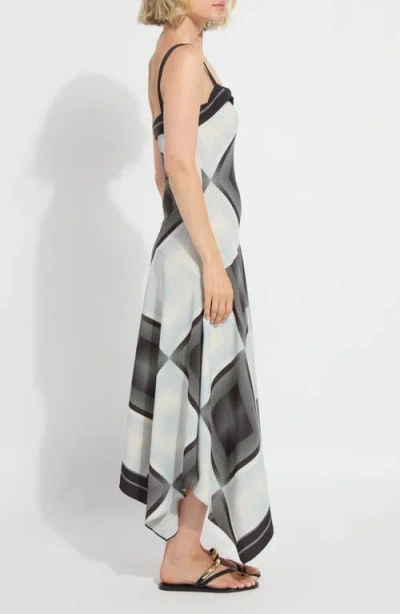 Lyssé Sarai Handkerchief Asymmetric Midi Dress In Halftone Scarf In Multi