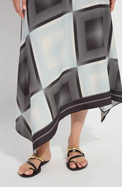 Lyssé Sarai Handkerchief Asymmetric Midi Dress In Halftone Scarf In Multi