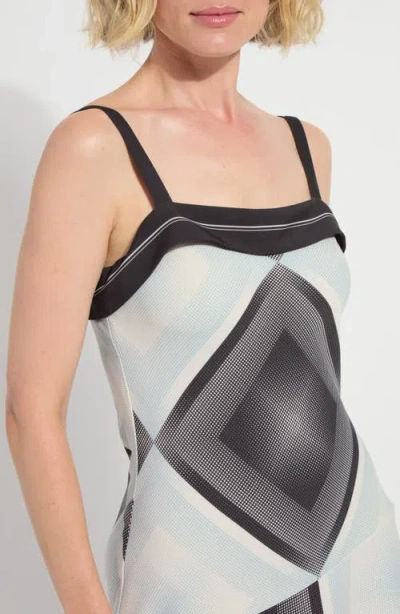 Lyssé Sarai Handkerchief Asymmetric Midi Dress In Halftone Scarf In Multi