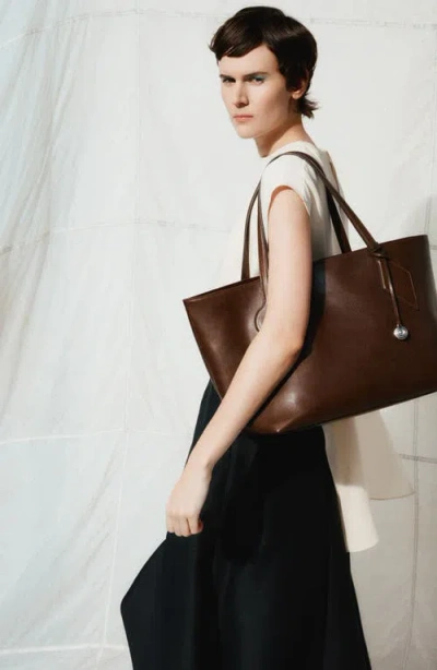 Liffner Sprout Large Leather Tote In Brown