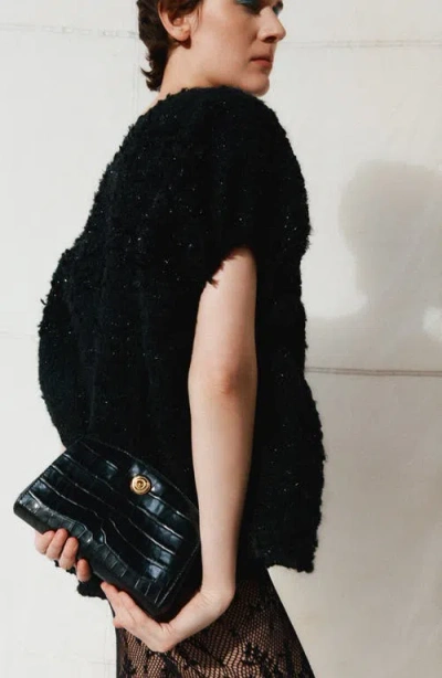 Liffner Pushlock Leather Clutch In Brown