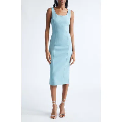 Michael Kors Double Faced Stretch Wool Crepe Scoopneck Sheath Dress In Blue