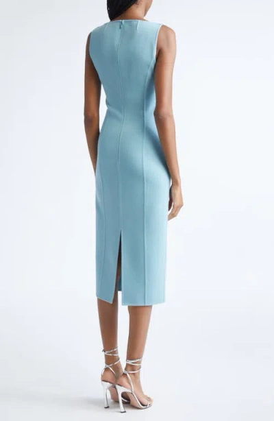 Michael Kors Double Faced Stretch Wool Crepe Scoopneck Sheath Dress In Blue