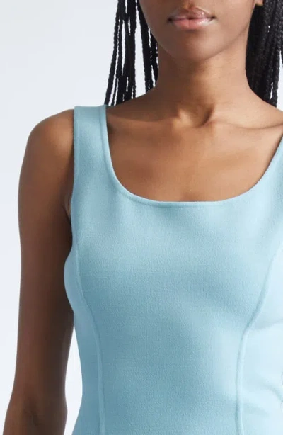 Michael Kors Double Faced Stretch Wool Crepe Scoopneck Sheath Dress In Blue