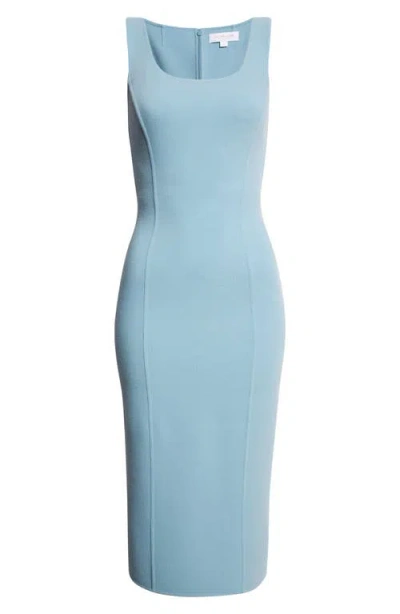 Michael Kors Double Faced Stretch Wool Crepe Scoopneck Sheath Dress In Blue
