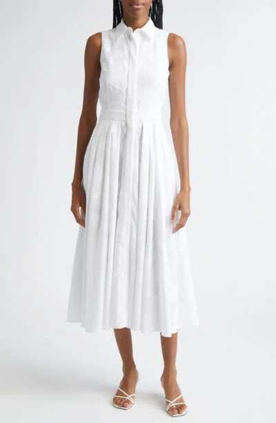 Michael Kors Collection Sleeveless Cotton Jacquard Shirtdress In White