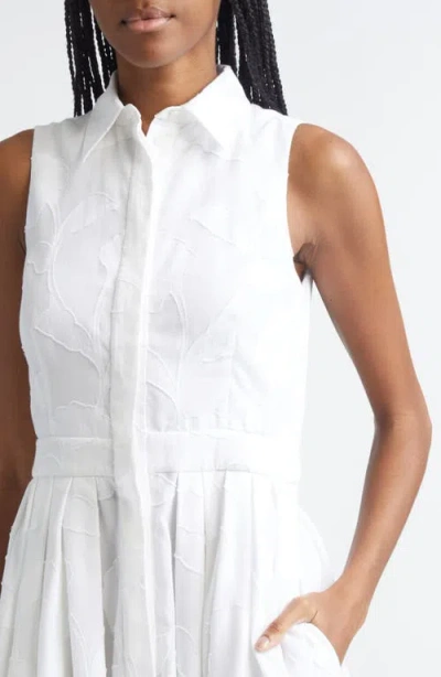 Michael Kors Collection Sleeveless Cotton Jacquard Shirtdress In White