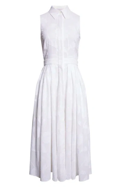 Michael Kors Collection Sleeveless Cotton Jacquard Shirtdress In White