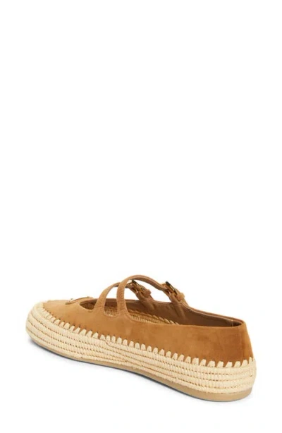 Prada Suede Double Mary Jane Strap Espadrilles In Brown