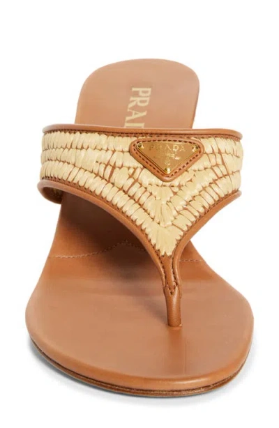 Prada Raffia Wedge Sandal In Neutral