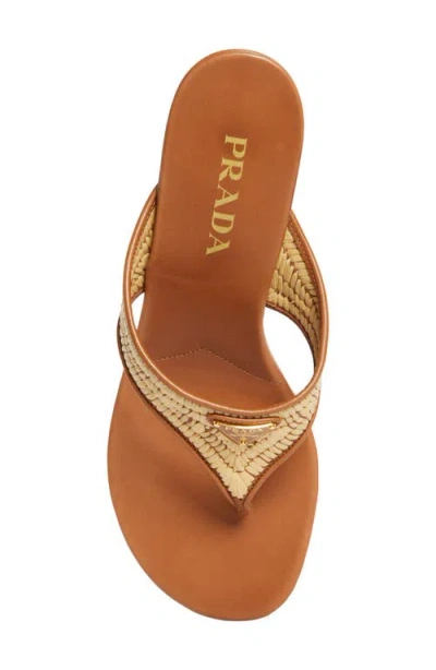 Prada Raffia Wedge Sandal In Neutral