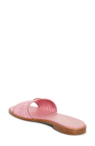 Prada Triangle Logo Raffia Flat Slide Sandals In Pink