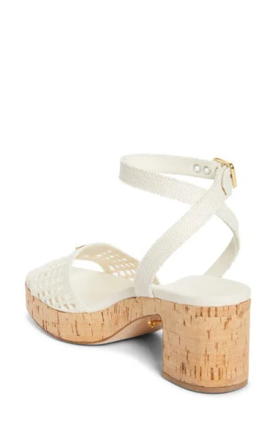 Prada Crochet Cork Platform Sandal In White