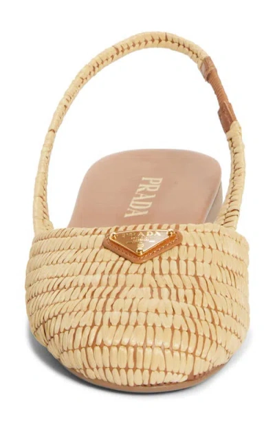 Prada Raffia Slingback Flat In Neutral