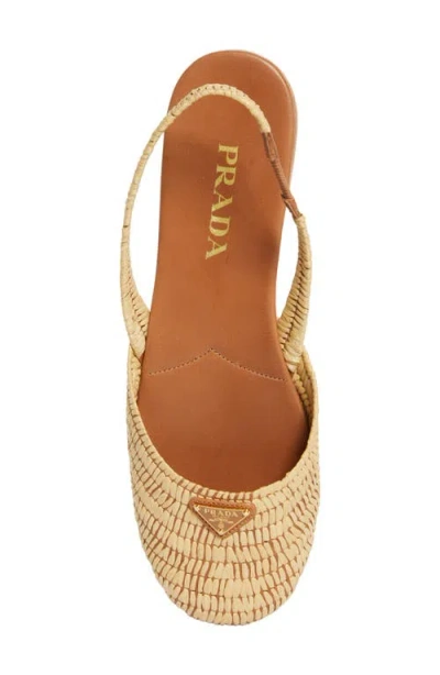 Prada Raffia Slingback Flat In Neutral