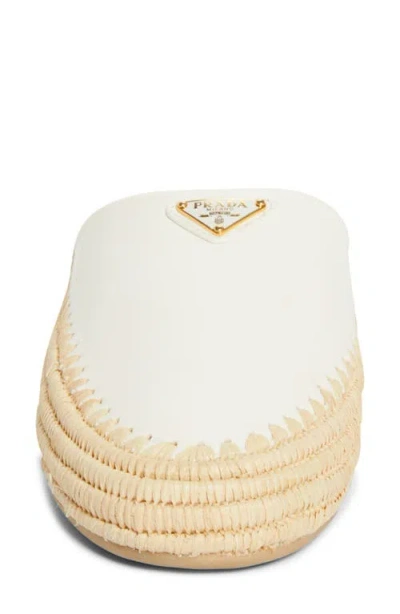 Prada Sabot Raffia Mule In White