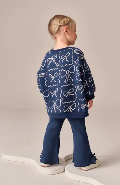 Next Print Sweatshirt & Flare Leggings Set In Blue
