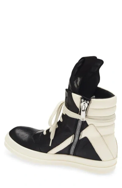 Rick Owens Geometric High-top Sneakers Unique Laces In Black
