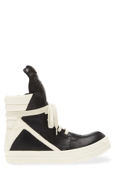 Rick Owens Geometric High-top Sneakers Unique Laces In Black