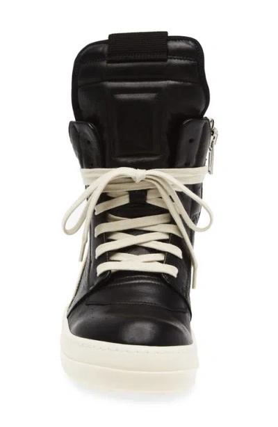 Rick Owens Geometric High-top Sneakers Unique Laces In Black