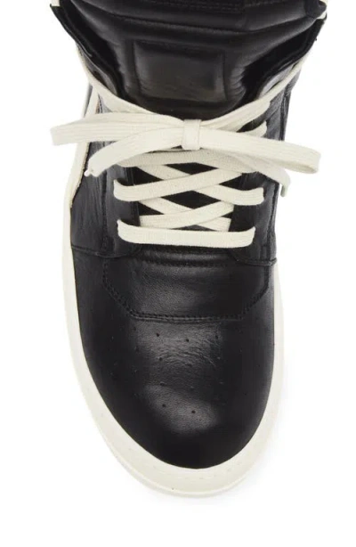 Rick Owens Geometric High-top Sneakers Unique Laces In Black