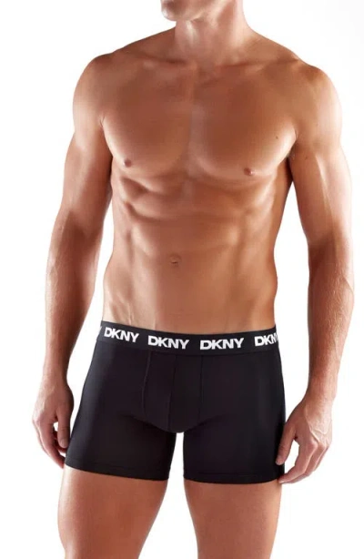 Dkny 3-pack Ultralight Microfiber Mesh Trunks In Black