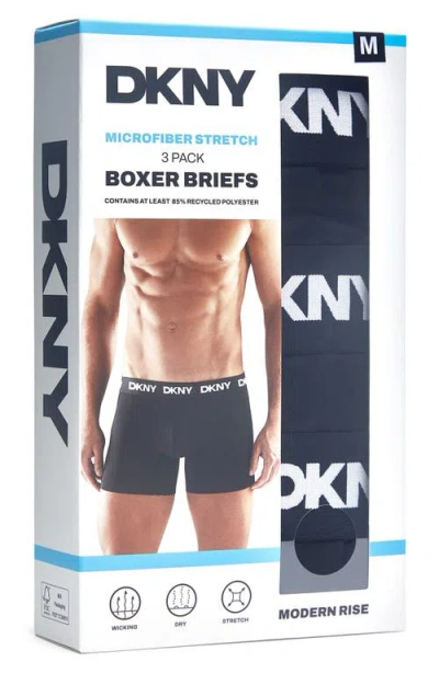Dkny 3-pack Ultralight Microfiber Mesh Trunks In Black
