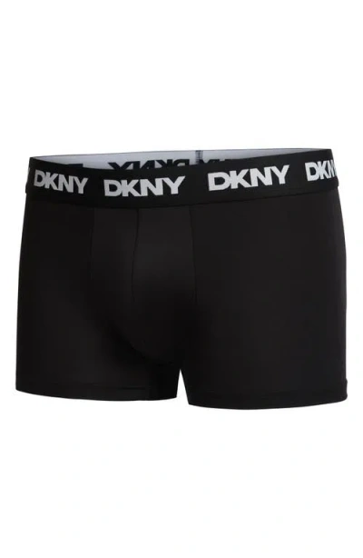 Dkny 3-pack Ultralight Microfiber Mesh Trunks In Black