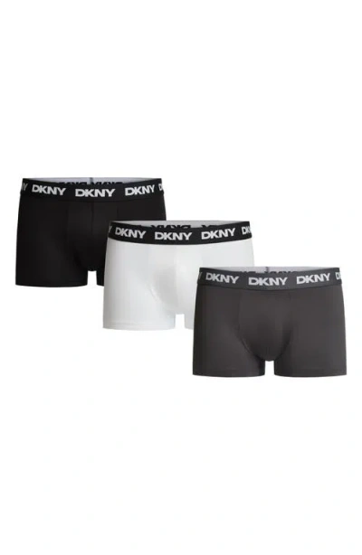 Dkny 3-pack Ultralight Microfiber Mesh Trunks In Black