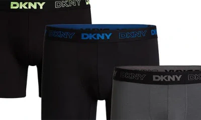 Dkny 3-pack Eco Active Boxer Briefs In Black